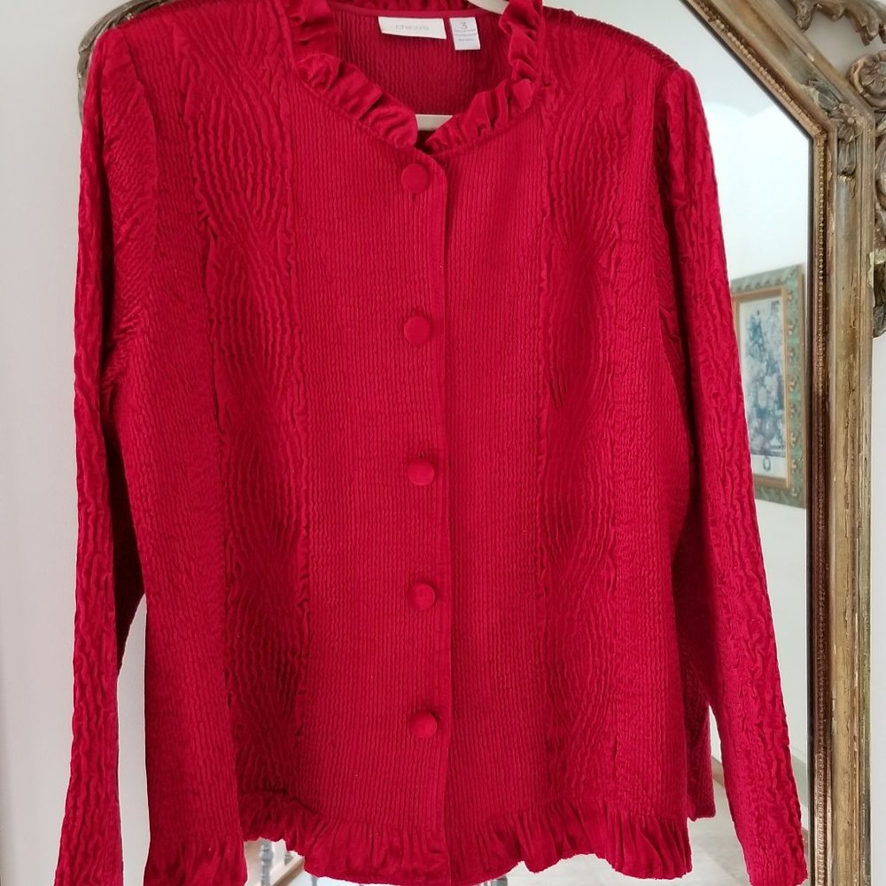 Chico's Button-up Red Top, Size 3